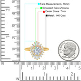 14K Yellow Gold Art Deco Round Bridal Baguette Simulated CZ Wedding Engagement Ring Size-7
