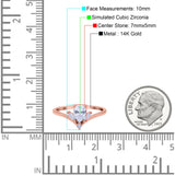 14K Rose Gold Teardrop Pear Art Deco Engagement Ring Marquise Simulated Cubic Zirconia Size-7