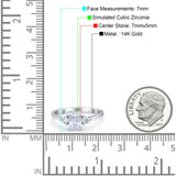 14K White Gold Emerald Cut Wedding Engagement Ring Simulated CZ Size-7