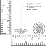 14K White Gold Art Deco Engagement Ring Round Simulated Cubic Zirconia Size-7