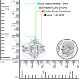 14K White Gold Emerald Cut Trio Set Engagement Rings Three Piece Bridal Set Marquise Round Simulated Cubic Zirconia