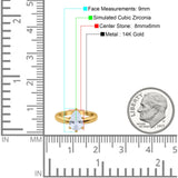 14K Yellow Gold Solitaire Teardrop Simulated Cubic Zirconia Wedding Ring