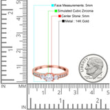 14K Rose Gold Round Three Stone Bridal Wedding Engagement Ring Simulated CZ Size-7