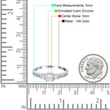 14K White Gold Round Three Stone Bridal Wedding Engagement Ring Simulated CZ