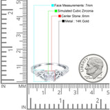 14K White Gold Cushion Celtic Art Deco Engagement Ring Simulated Cubic Zirconia Size-7