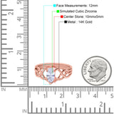 14K Rose Gold Marquise Art Deco Crisscross Bridal Wedding Engagement Ring Simulated CZ Size-7