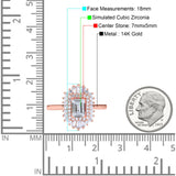 14K Rose Gold Emerald Cut Vintage Wedding Ring Simulated Cubic Zirconia Size-7