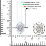 14K White Gold Emerald Cut Vintage Wedding Ring Simulated Cubic Zirconia Size-7