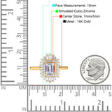 14K Yellow Gold Emerald Cut Vintage Wedding Ring Simulated Cubic Zirconia