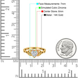 14K Yellow Gold Heart Celtic Wedding Promise Ring Simulated Cubic Zirconia