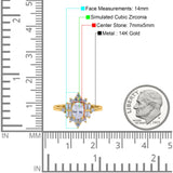 14K Yellow Gold Oval Cut Halo Vintage Bridal Wedding Engagement Ring Simulated CZ