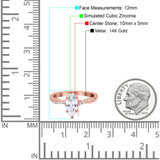 14K Rose Gold Infinity Twist Marquise Wedding Ring Simulated Cubic Zirconia Size-7