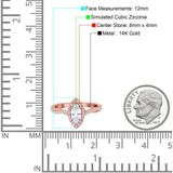14K Rose Gold Infinity Twist Halo Marquise Art Deco Vintage Engagement Wedding Bridal Ring Simulated CZ Size-7