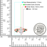 14K Rose Gold Infinity Twist Green Simulated Emerald Marquise Art Deco Engagement Wedding Bridal Ring Simulated CZ Size-7