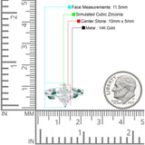 14K White Gold Infinity Twist Green Simulated Emerald Marquise Art Deco Engagement Wedding Bridal Ring Simulated CZ Size-7