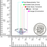 14K White Gold Emerald Cut Art Deco Engagement Ring Simulated Cubic Zirconia