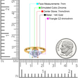 14K Yellow Gold Emerald Cut Art Deco Engagement Ring Simulated Cubic Zirconia Size-7