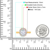 14K Yellow Gold Halo Art Deco Oval Wedding Ring Simulated Cubic Zirconia Size-7