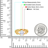14K Yellow Gold Oval Solitaire Celtic Wedding Engagement Ring Vintage Simulated Cubic Zirconia