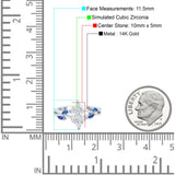 14K White Gold Infinity Twist Simulated Blue Sapphire Marquise Art Deco Engagement Wedding Bridal Ring Round Simulated CZ Size-7