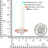 14K Rose Gold Infinity Twist Marquise Art Deco Engagement Wedding Bridal Ring Round Simulated Cubic Zirconia Size-7