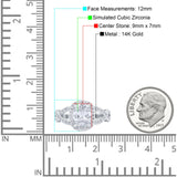 14K White Gold Infinity Twisted Shank Art Deco Oval Wedding Ring Simulated Cubic Zirconia Size-7