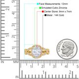 14K Yellow Gold Infinity Twisted Shank Art Deco Oval Wedding Ring Simulated Cubic Zirconia