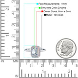 14K White Gold Emerald Cut Art Deco Bridal Wedding Engagement Ring Simulated CZ Size-7
