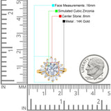 14K Yellow Gold Art Deco Wedding Bridal Ring Baguette Round Simulated Cubic Zirconia Size-7