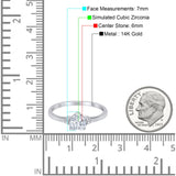 14K White Gold Heart Promise Bridal Simulated CZ Wedding Engagement Ring