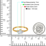 14K Yellow Gold Heart Promise Bridal Simulated CZ Wedding Engagement Ring