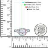 14K White Gold Cushion Infinity Shank Wedding Engagement Ring Round Simulated Cubic Zirconia