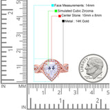 14K Rose Gold Teardrop Pear Bridal Simulated CZ Wedding Engagement Ring Size-7