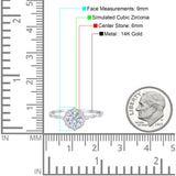 14K White Gold Round Petite Dainty Bridal Wedding Engagement Ring Simulated CZ Size-7