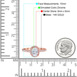 14K Rose Gold Halo Engagement Ring Oval Round Simulated Cubic Zirconia Size-7