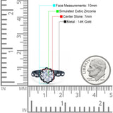 14K Black Gold Halo Floral Art Deco Engagement Rings Round CZ Size 7