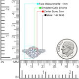 14K White Gold Floral Art Deco Engagement Ring Simulated Cubic Zirconia Size-7