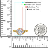 14K Yellow Gold Floral Art Deco Engagement Ring Simulated Cubic Zirconia Size-7