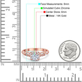 14K Rose Gold Halo Round Bridal Wedding Engagement Ring Simulated CZ Size-7