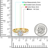 14K Yellow Gold Halo Round Bridal Wedding Engagement Ring Simulated CZ Size-7