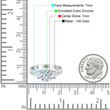 14K White Gold Three Stone Wedding Ring Simulated Cubic Zirconia Size-7