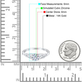 14K White Gold Round Solitaire Trinity Bridal Simulated CZ Wedding Engagement Ring