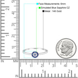 14K White Gold Evil Eye Simulated Blue Sapphire Round Bridal CZ Wedding Engagement Ring Size-7