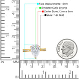 14K Yellow Gold Teardrop Pear Bridal Wedding Engagement Ring Simulated CZ