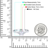 14K White Gold Radiant Cut Engagement Ring Simulated CZ Size-7