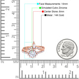 14K Rose Gold Two Piece Art Deco Bridal Set Ring Band Round Engagement Piece Simulated CZ Size-7