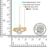 14K Yellow Gold Two Piece Art Deco Bridal Set Ring Band Round Engagement Piece Simulated CZ Size-7