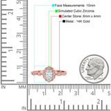 14K Rose Gold Halo Art Deco Oval Bridal Simulated CZ Wedding Engagement Ring Size-7