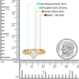 14K Yellow Gold Art Deco Heart Promise Wedding Engagement Ring Simulated CZ Size-7