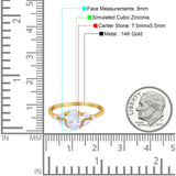 14K Yellow Gold Oval Art Deco Engagement Ring Marquise Simulated CZ Size-7